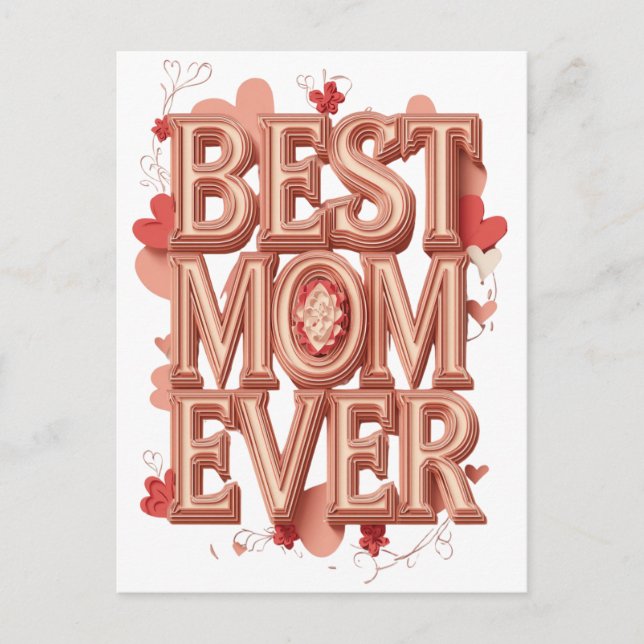 Beste Mutter überhaupt Gold 3D Design | Elegantes  Postkarte (Vorderseite)