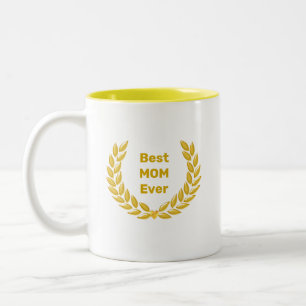 Beste Mutter überhaupt & goldener Lorbeerkranz Zweifarbige Tasse
