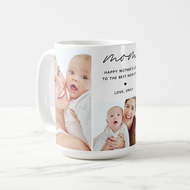 Beste Mutter überhaupt Moderne Schrift 3 Foto Kaffeetasse (Vorderseite Links)