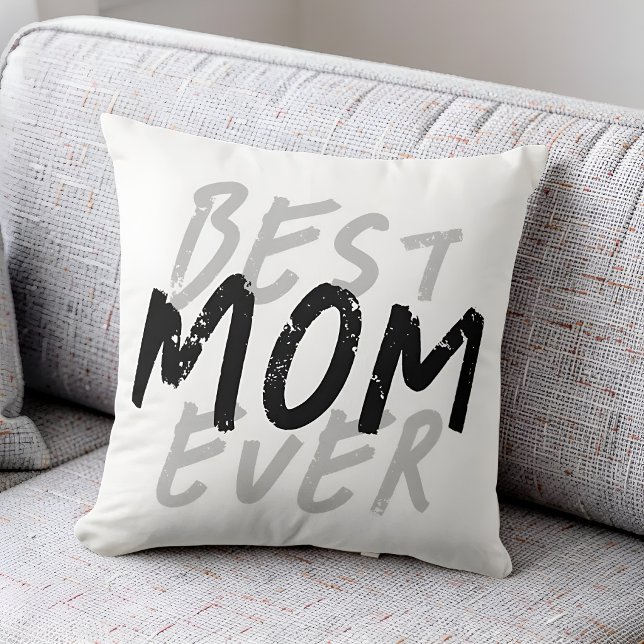 Beste Mutter überhaupt Moderne schwarze und graue  Kissen (Von Creator hochgeladen)