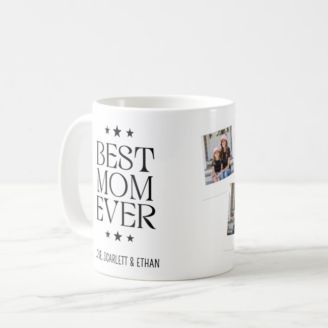 Beste Mutter überhaupt Moderne Snapshot-Style 4 Fo Kaffeetasse (Vorderseite Links)