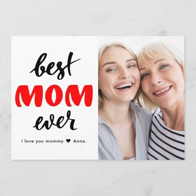 Beste Mutter überhaupt modernes Muttertagsfoto Karte (Vorderseite)