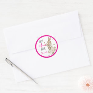 Beste Mutter überhaupt, Mutter & Baby-Hase Pink Na Runder Aufkleber