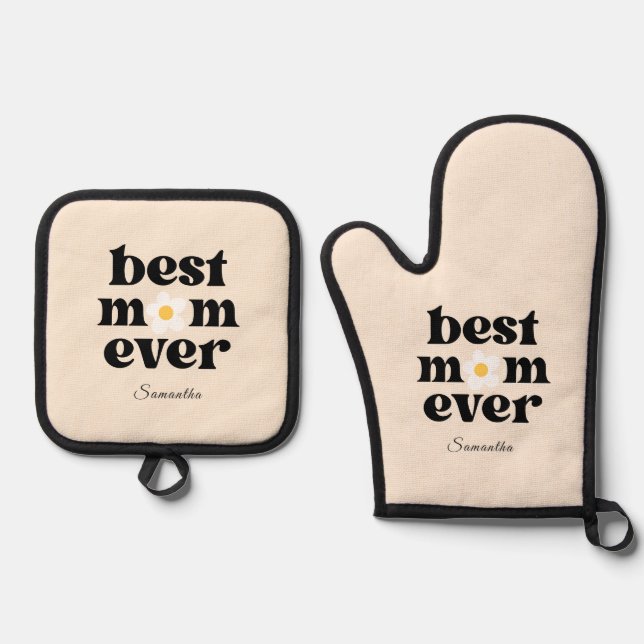 Beste Mutter überhaupt Personalisiert Ofenhandschuh & Topflappen-Set (Vorderseite)