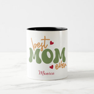 Beste Mutter überhaupt personalisierte Skript-Name Zweifarbige Tasse