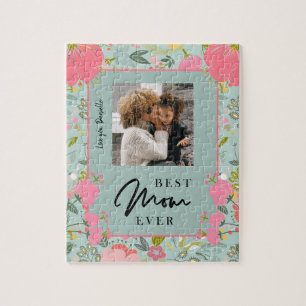 Beste Mutter überhaupt personalisiertes Familienfo Puzzle