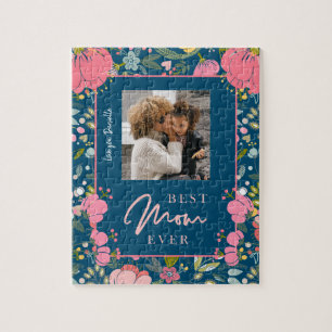 Beste Mutter überhaupt personalisiertes Familienfo Puzzle