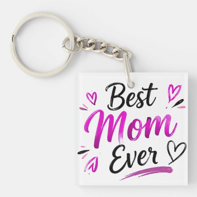 Beste Mutter überhaupt Rosa Herz Schlüsselanhänger (Vorderseite)