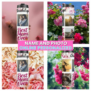 Beste Mutter überhaupt Rosa Schrift Bildcollage fü Thermosbecher