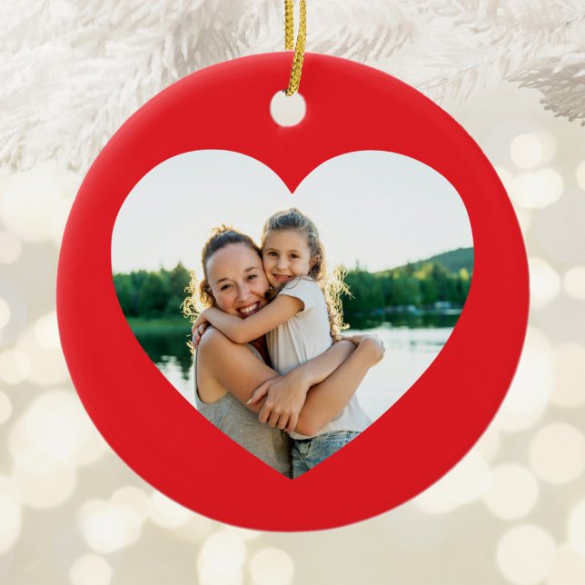 Beste Mutter überhaupt rote Herzrand-Grenze Keramik Ornament (Best Mom Ever Red Heart Border Ceramic Ornament)