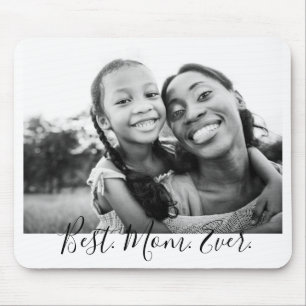Beste Mutter überhaupt Schwarz-Weiß-Script-Foto  Mousepad