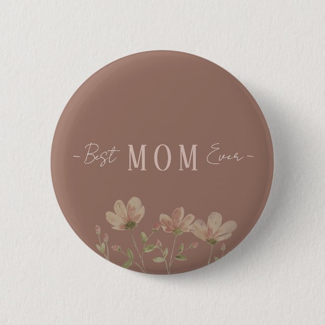 Beste Mutter überhaupt, Süß, Minimalistisch, Blume Button (Vorderseite)