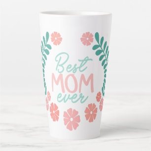 Beste Mutter überhaupt Text in floralem Rahmen Milchtasse