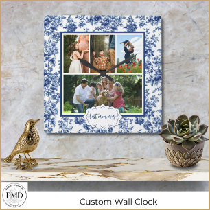 Beste Mutter überhaupt Vier Foto Vintage Floral Bl Quadratische Wanduhr