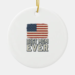 Beste Mutter überhaupt Vintage-Amerikanisches-Flag Keramik Ornament