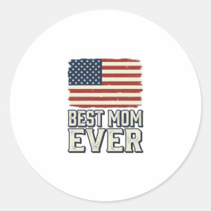 Beste Mutter überhaupt Vintage-Amerikanisches-Flag Runder Aufkleber