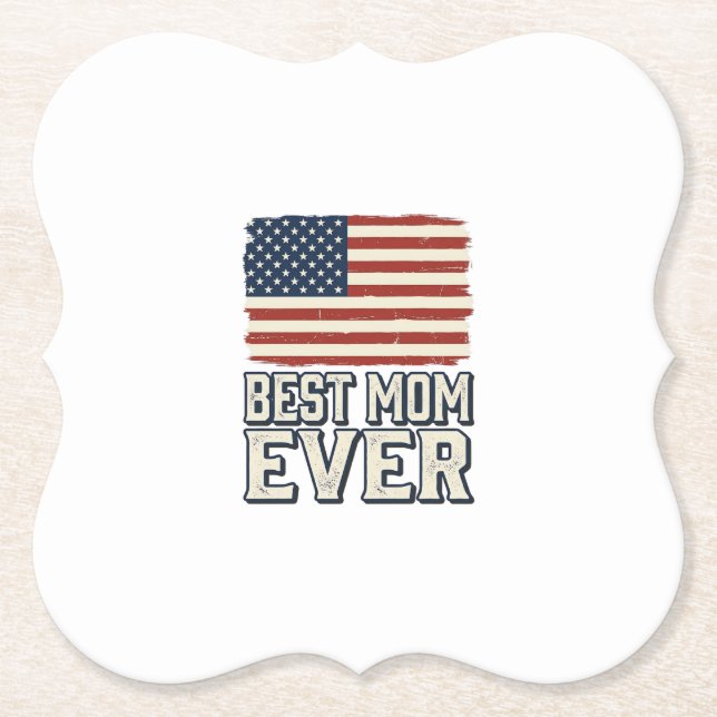 Beste Mutter überhaupt Vintage-Amerikanisches-Flag Untersetzer (Vorderseite)