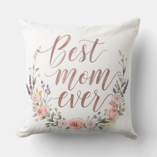 Beste Mutter überhaupt – Wasserfarbene Floral-Wurf Kissen (Vorderseite)
