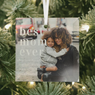 Beste Mutter überhaupt Zitat & Foto-Geschenk Ornament Aus Glas