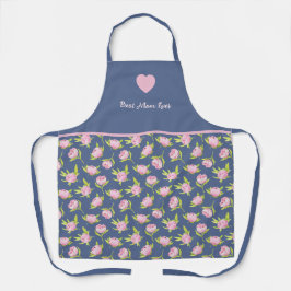 Beste Mutter und Blumenmuster. All-Over-Druckschür Schürze