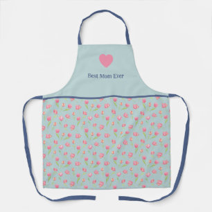 Beste Mutter und Blumenmuster. All-Over-Print-Schü Schürze