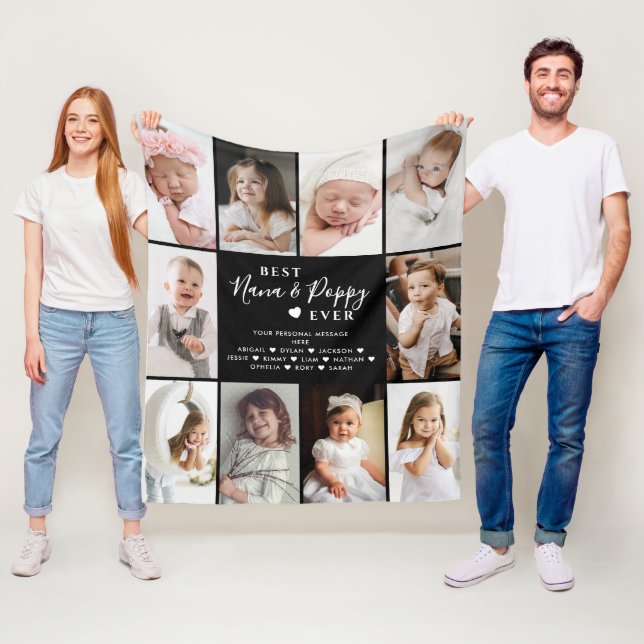 Beste Nana & Poppy je 10-Foto Collage Fleecedecke (Beispiel)
