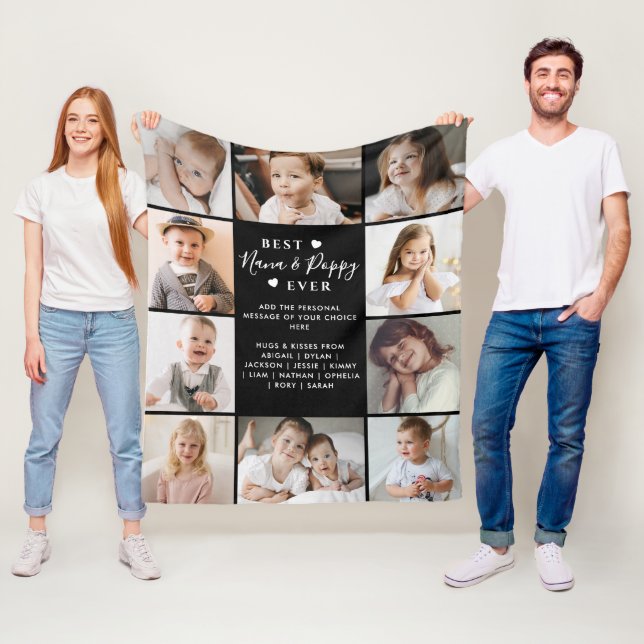 Beste Nana & Poppy je 10-Foto Collage Modern Fleecedecke (Beispiel)