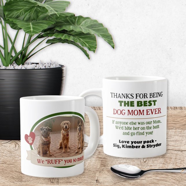 Beste Niedliche Funny Foto Hund Mama Tasse (Cute Dog Mom Mug Gift from the dogs with funny humor. Personalized coffee cup from the pets)