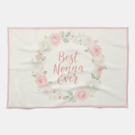 Beste Nonna Aller Pink & Grüner Blumenkranz Geschirrtuch