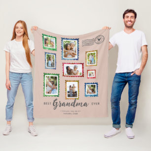 Beste Oma Aller 9-Foto Vintage Stempel Rosenholz Fleecedecke