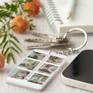 Beste Oma Aller Foto-Kollage – Geschenk mit Herzen Schlüsselanhänger
