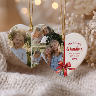 Beste Oma Aller Zeiten 4 Foto Rotes Band Herz Weih Keramik Ornament