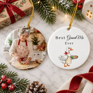 Beste Oma Aller Zeiten Gans Foto Keramik Ornament