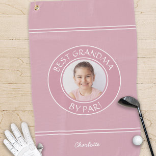Beste Oma by Par Elegante Golfer Rosa Foto Spaß Golfhandtuch