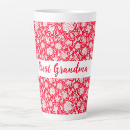 Beste Oma Cross Stitch Look Red White Floral Milchtasse