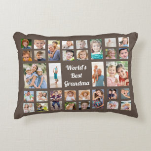Beste Oma der Welt 32 Familienfoto-Collage Braun Dekokissen