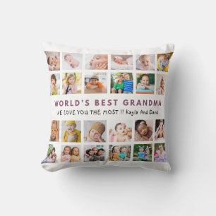 Beste Oma der Welt Enkelkinder 24 Foto Pflaume Kissen