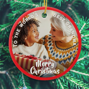 Beste Oma der Welt individuelles Foto Weihnachten Keramik Ornament