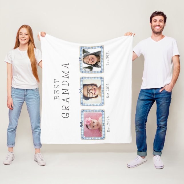 Beste Oma Est Benutzerdefiniertes Datum 3 Foto Cut Fleecedecke (Beispiel)