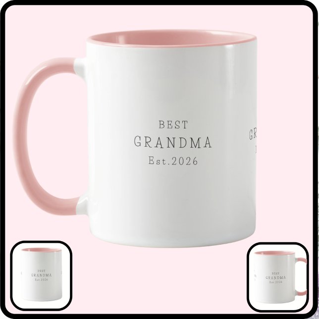 Beste Oma Est Benutzerdefiniertes Datum Minimalist Tasse (Von Creator hochgeladen)