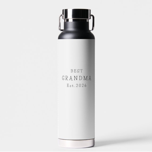 Beste Oma Est Benutzerdefiniertes Datum Minimalist Trinkflasche (Vorne)
