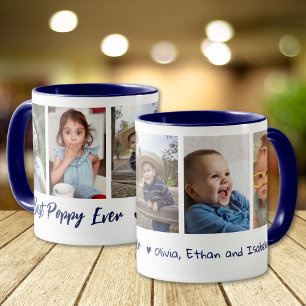 Beste Oma ever Enkelkinder 5 Fotocollage Blau Tasse