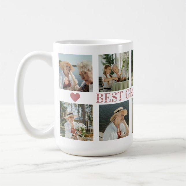 Beste Oma ever Foto Collage – Geschenk mit Herzen Kaffeetasse (Links)