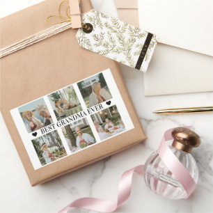 Beste Oma ever Foto-Collage – Geschenk mit Herzen Rechteckiger Aufkleber