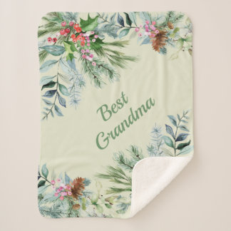 Beste Oma Evergreen Holries Pink Green Sherpadecke