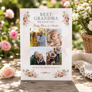 Beste Oma Foto-Collage Floral Karte