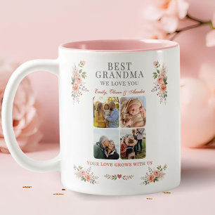 Beste Oma Foto-Collage Floral Zweifarbige Tasse
