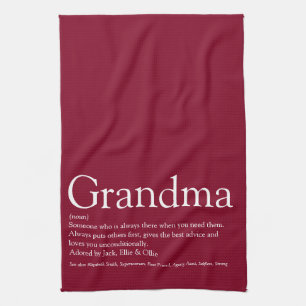 Beste Oma Großmutter Definition Burgunderrot Geschirrtuch