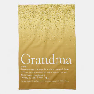 Beste Oma, Großmutter Definition Gold Glitter Geschirrtuch