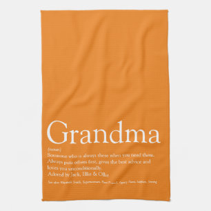Beste Oma Großmutter Definition Orange Geschirrtuch